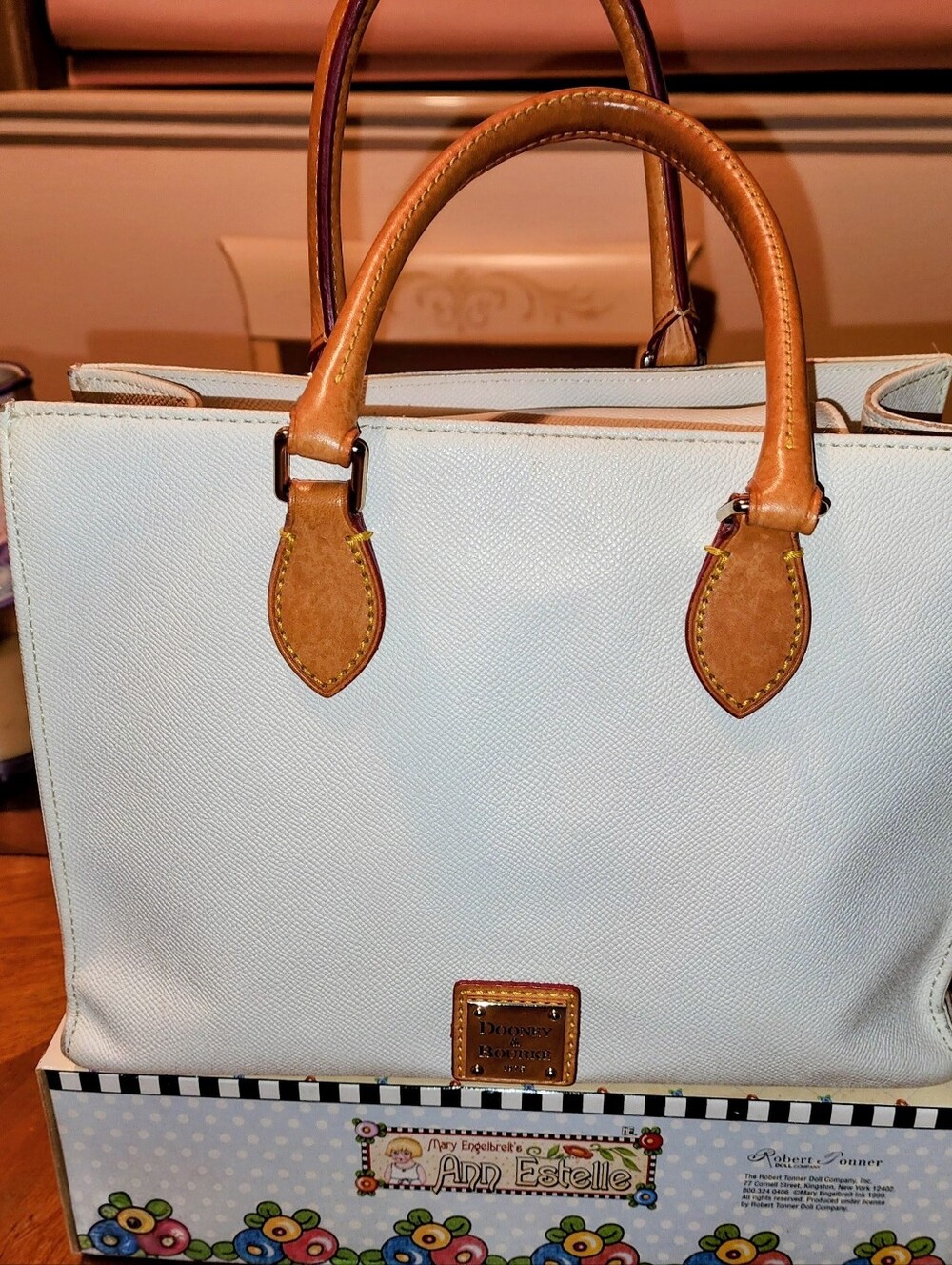 Dooney and Bourke Janine Cream Colored Pebbled Leather Tote
